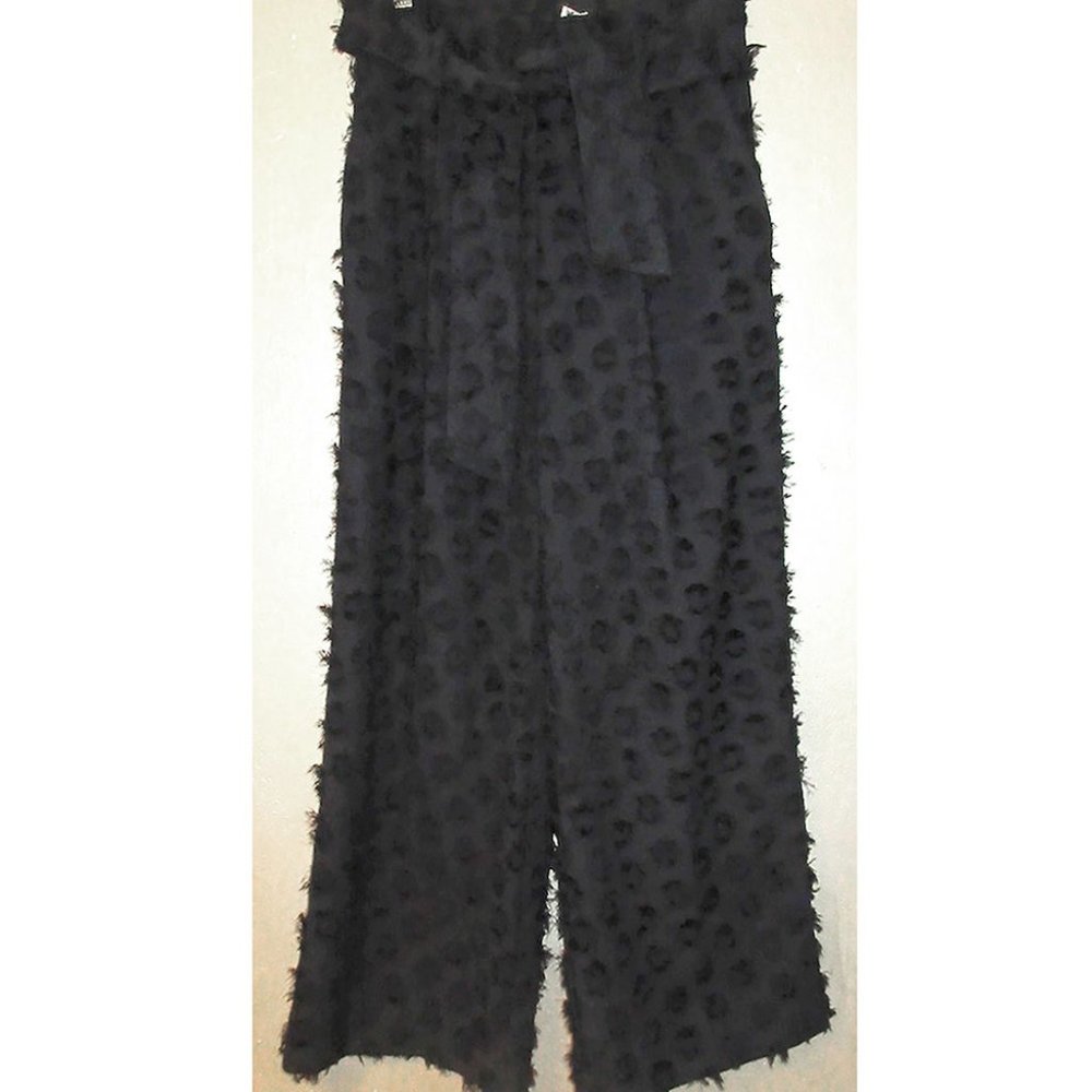 H&M Black Fringed Wide Leg Pants Size 8